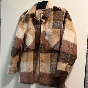 Abercrombie & Fitch Wool-Blend Jacket in Brown and Cream